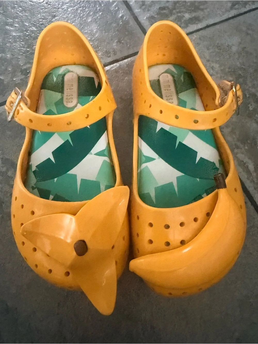 Mini Melissa Yellow Jelly Mary Jane Banana Sandals